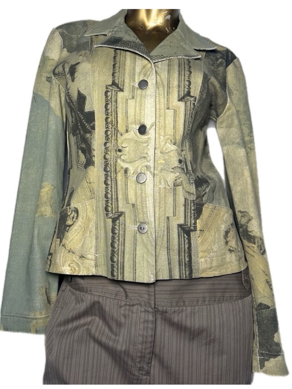 Y2K Domallo Renaissance Baroque Portrait Art Print Jacket Italian Fabric 4